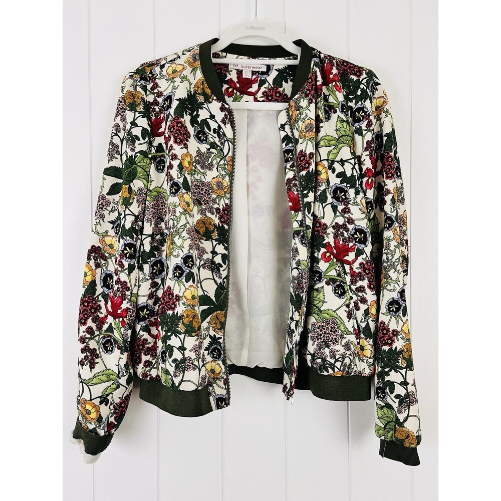 Zara TRF Trafaluc Colorful Botanical Floral Soft Lightweight Jacket Morocco Med